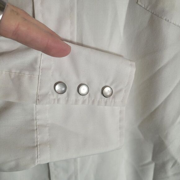 Craig Andrew Western Embroidered Pearl Snap Shirt Women's Size Large White Ranch - Picture 5 of 8